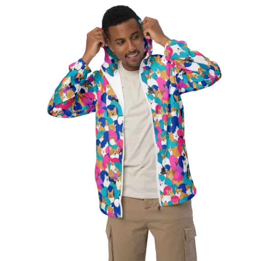 Cobalt Corgi Club on a Men's Windbreaker