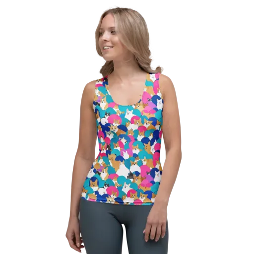 Cobalt Corgi Club on a Women's Tank Top