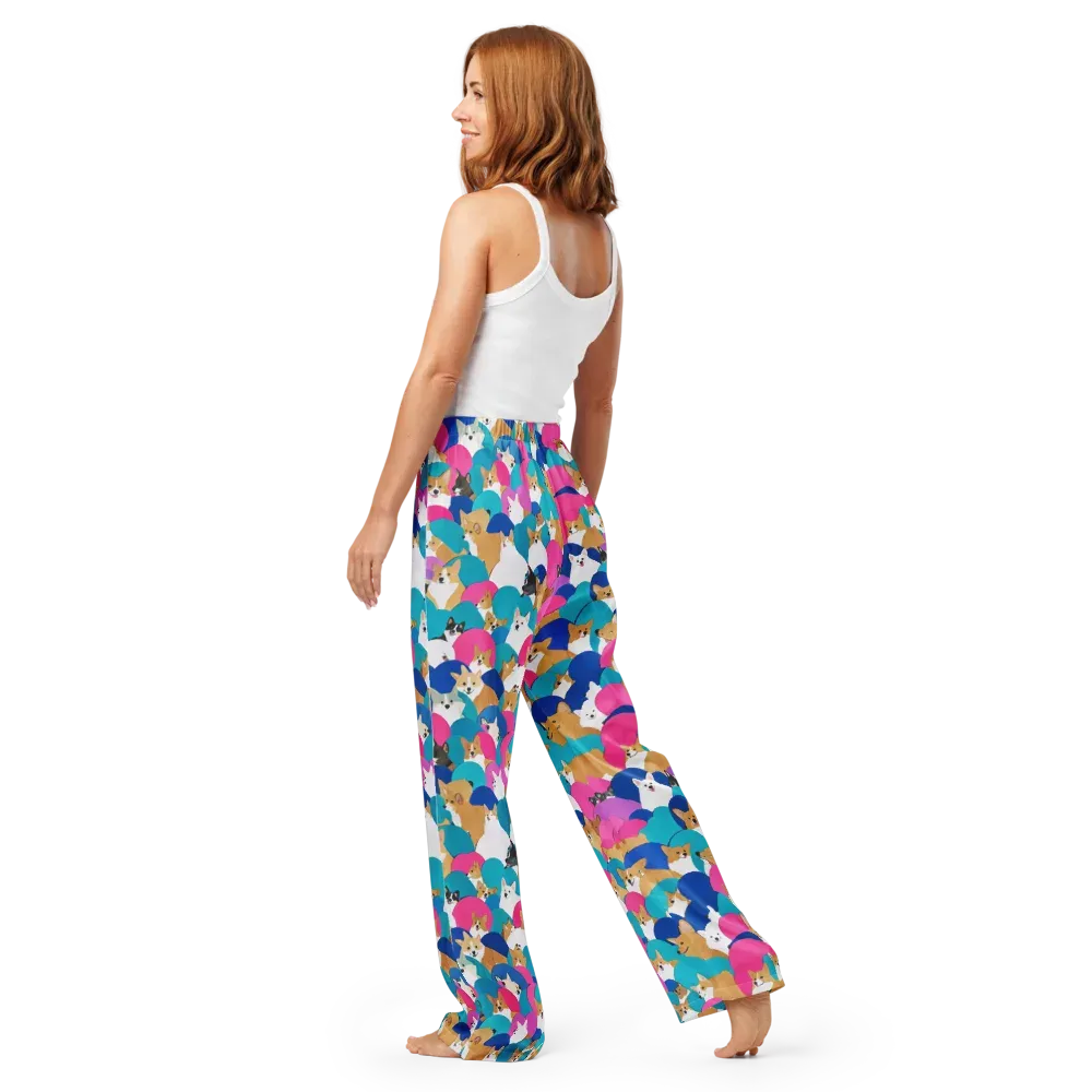Cobalt Corgi Club on Women's Pajama Pants — Back