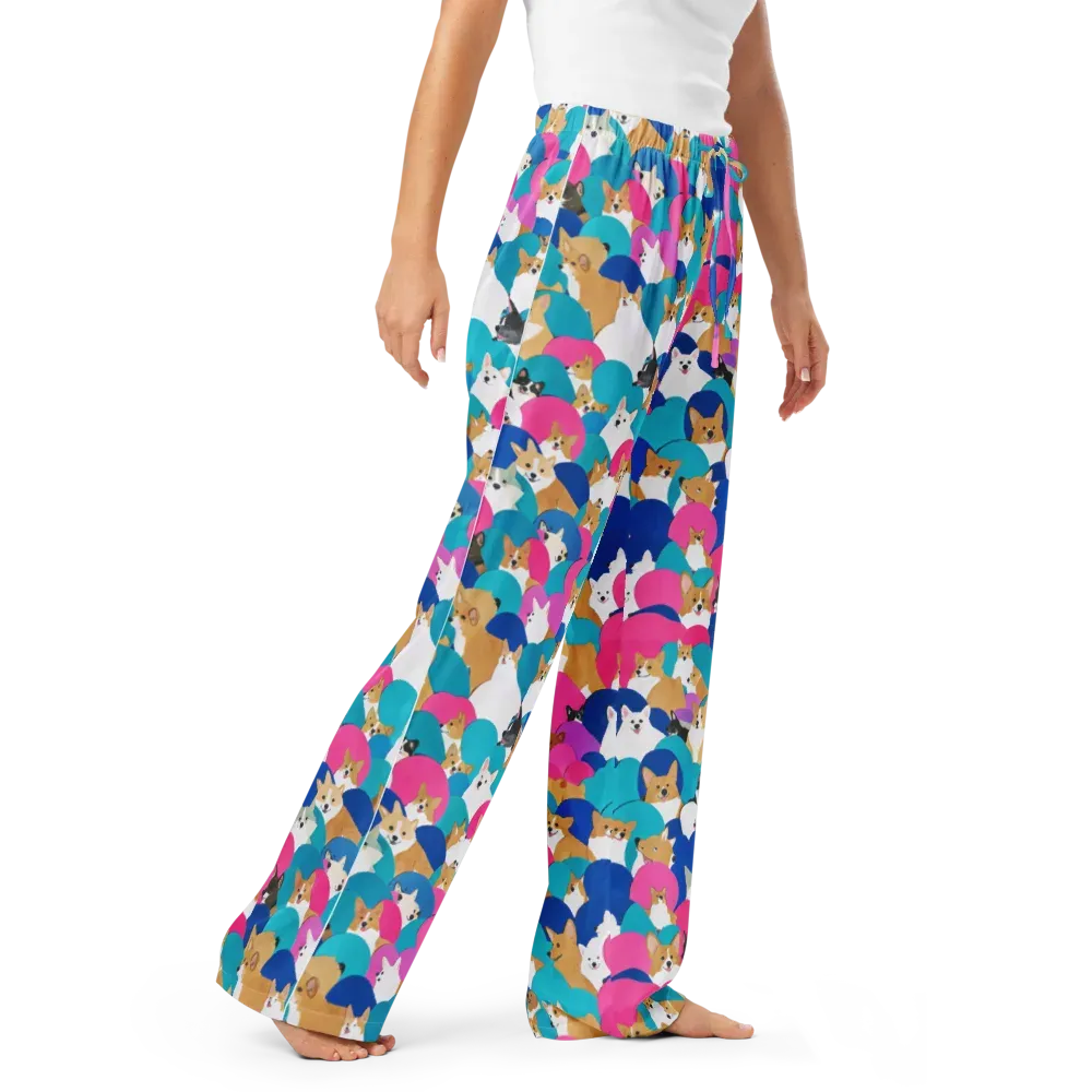 Cobalt Corgi Club on Women's Pajama Pants — Right Front