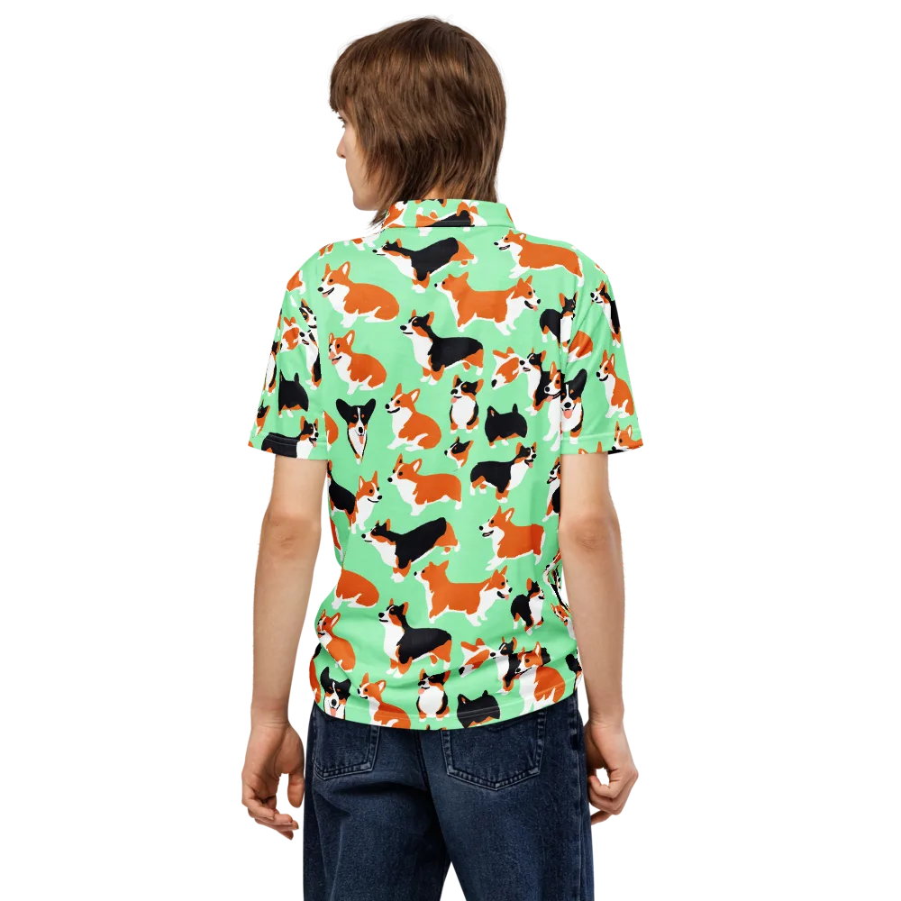 Minted Corgis on Men's Slim Fit Polo Shirt — Back