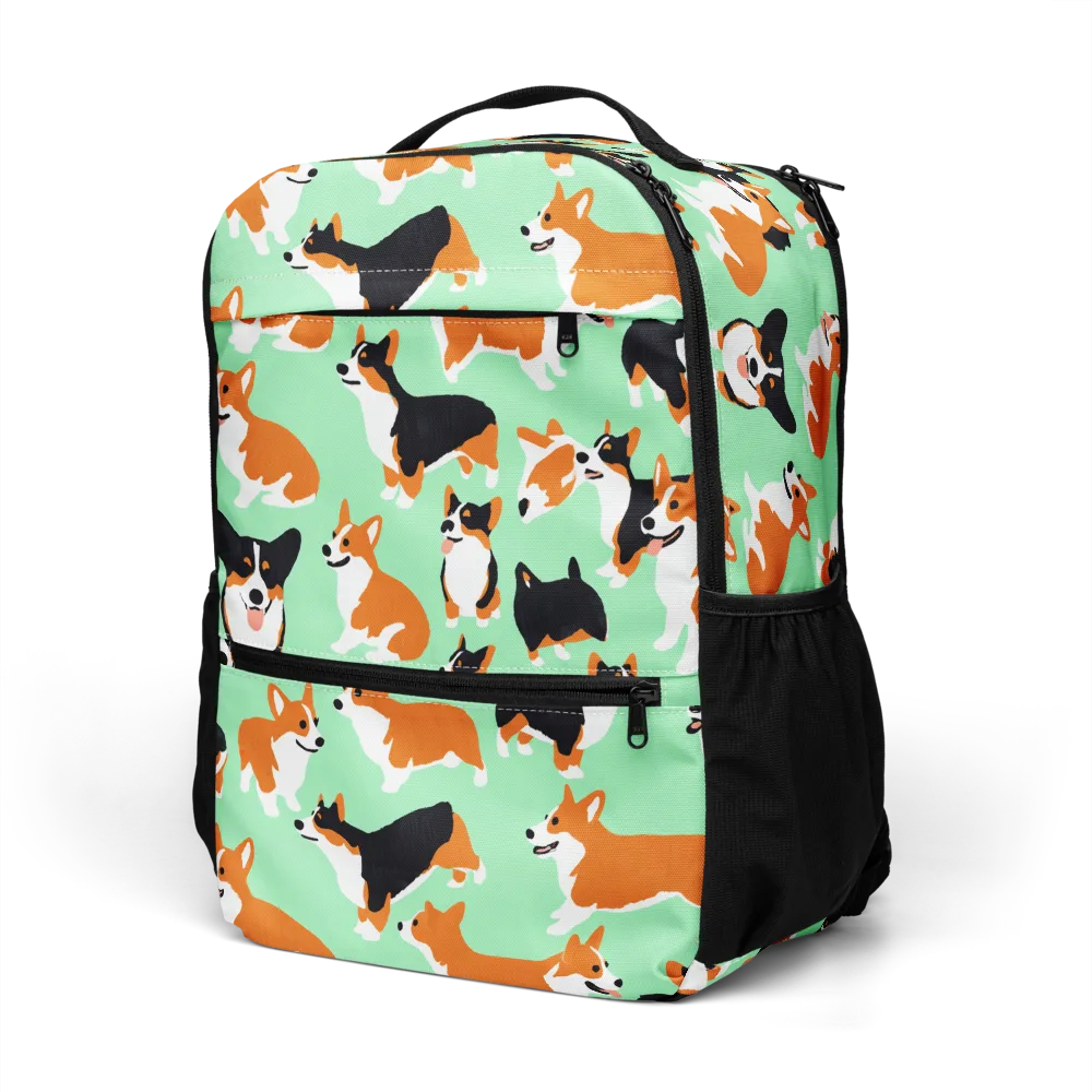 Minted Corgis on Utility Backpack — Left Front