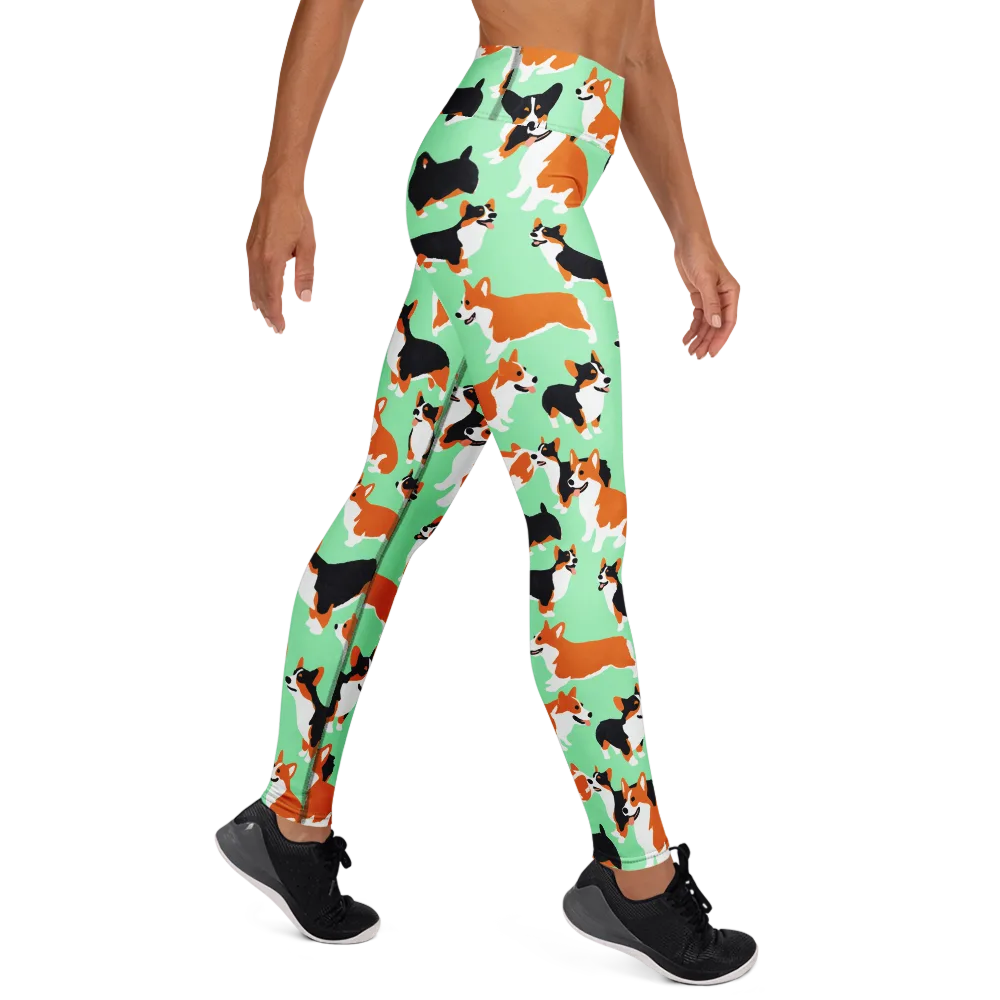 Minted Corgis on Yoga Leggings — Right