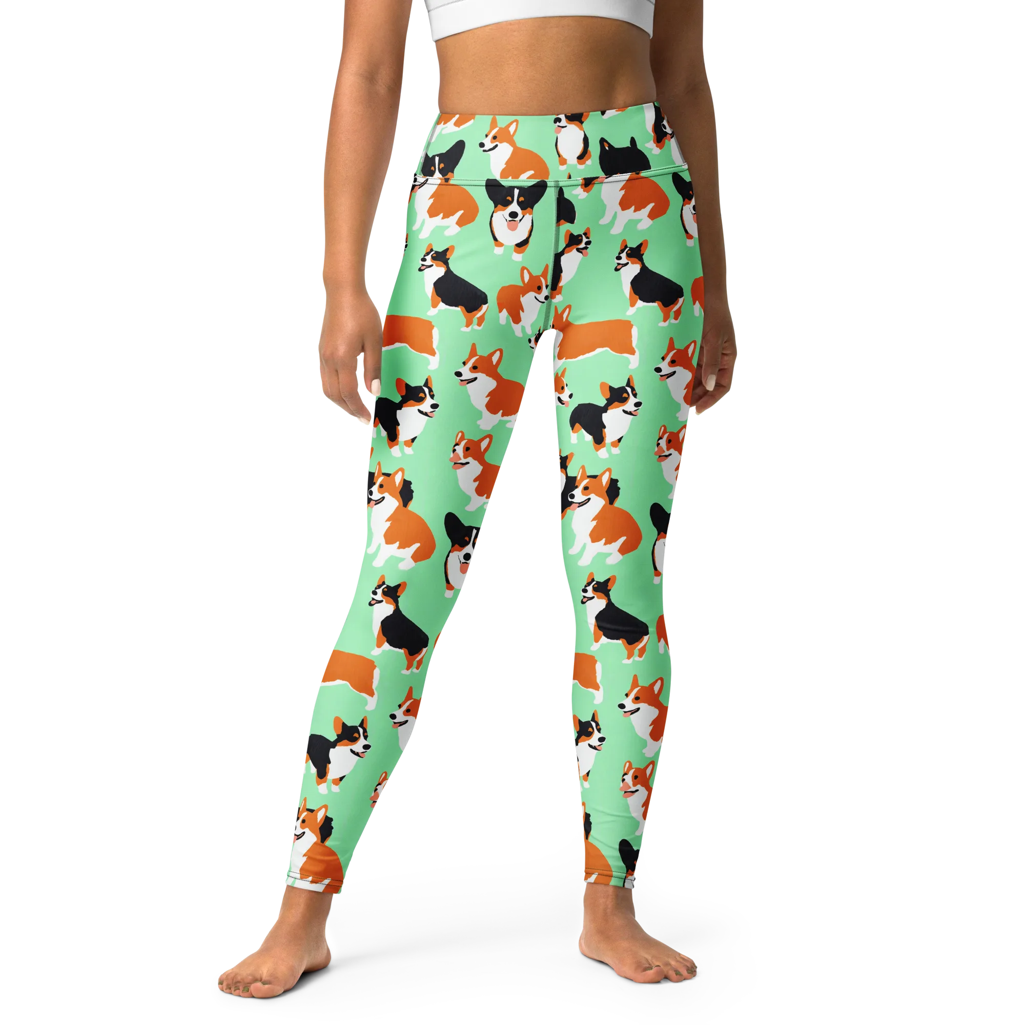 Minted Corgis on Yoga Leggings — Front