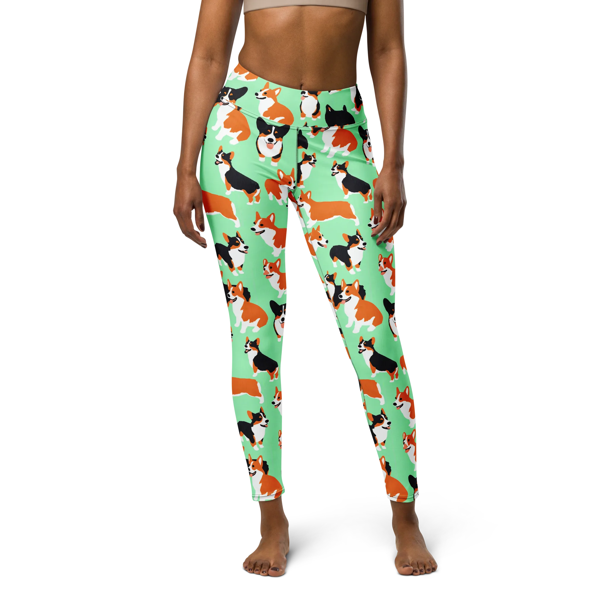 Minted Corgis on Yoga Leggings — Front