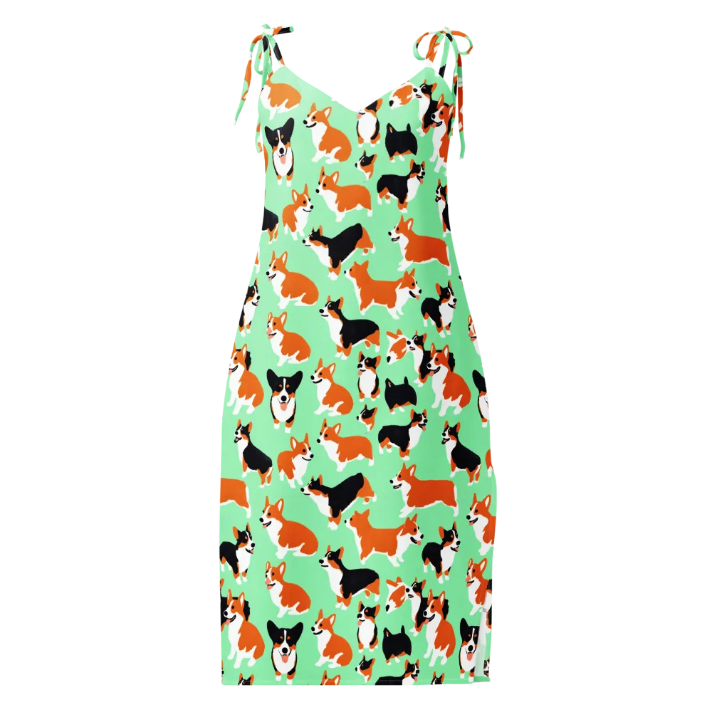 Minted Corgis on Slip Dress — Front