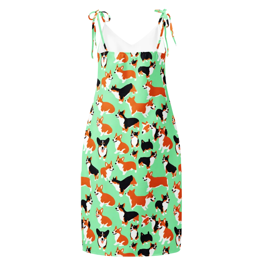 Minted Corgis on Slip Dress — Back