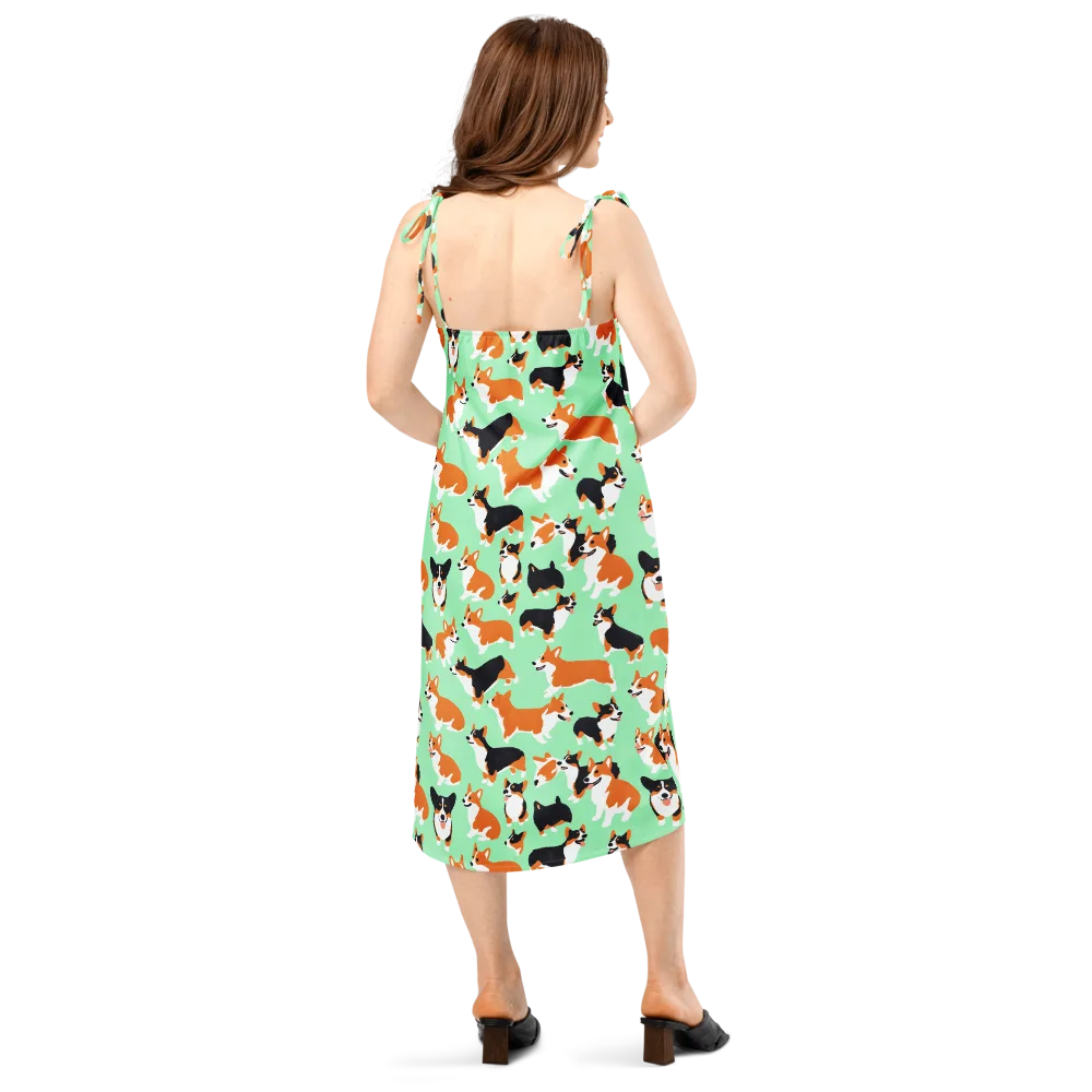 Minted Corgis on Slip Dress — Back