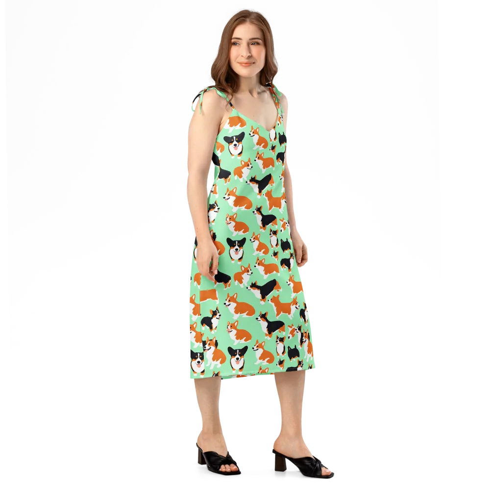 Minted Corgis on Slip Dress — Right Front
