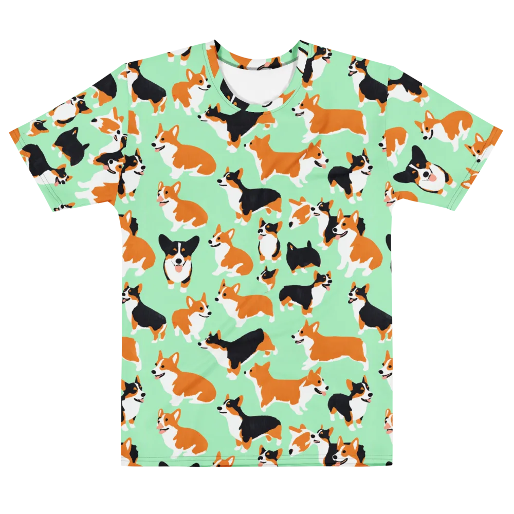 Minted Corgis on Men's Cotton Crew Neck T-Shirt — Front