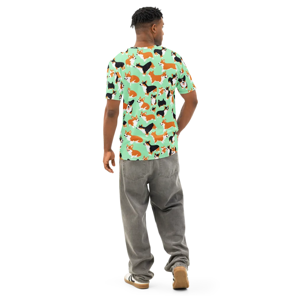 Minted Corgis on Men's Cotton Crew Neck T-Shirt — Back