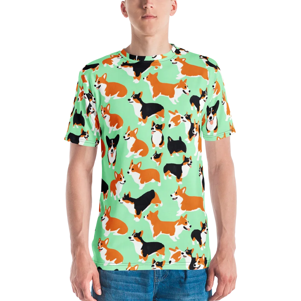 Minted Corgis on Men's Crew Neck T-Shirt — Front