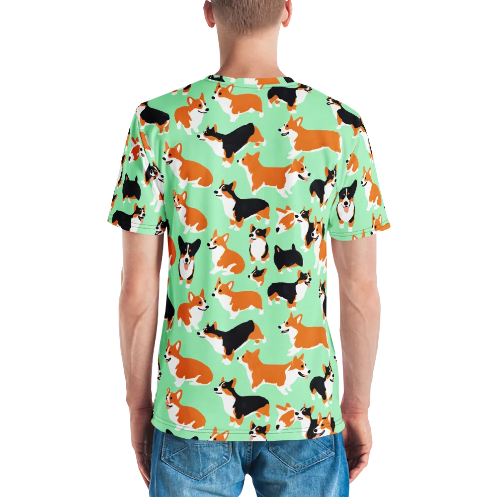 Minted Corgis on Men's Crew Neck T-Shirt — Back