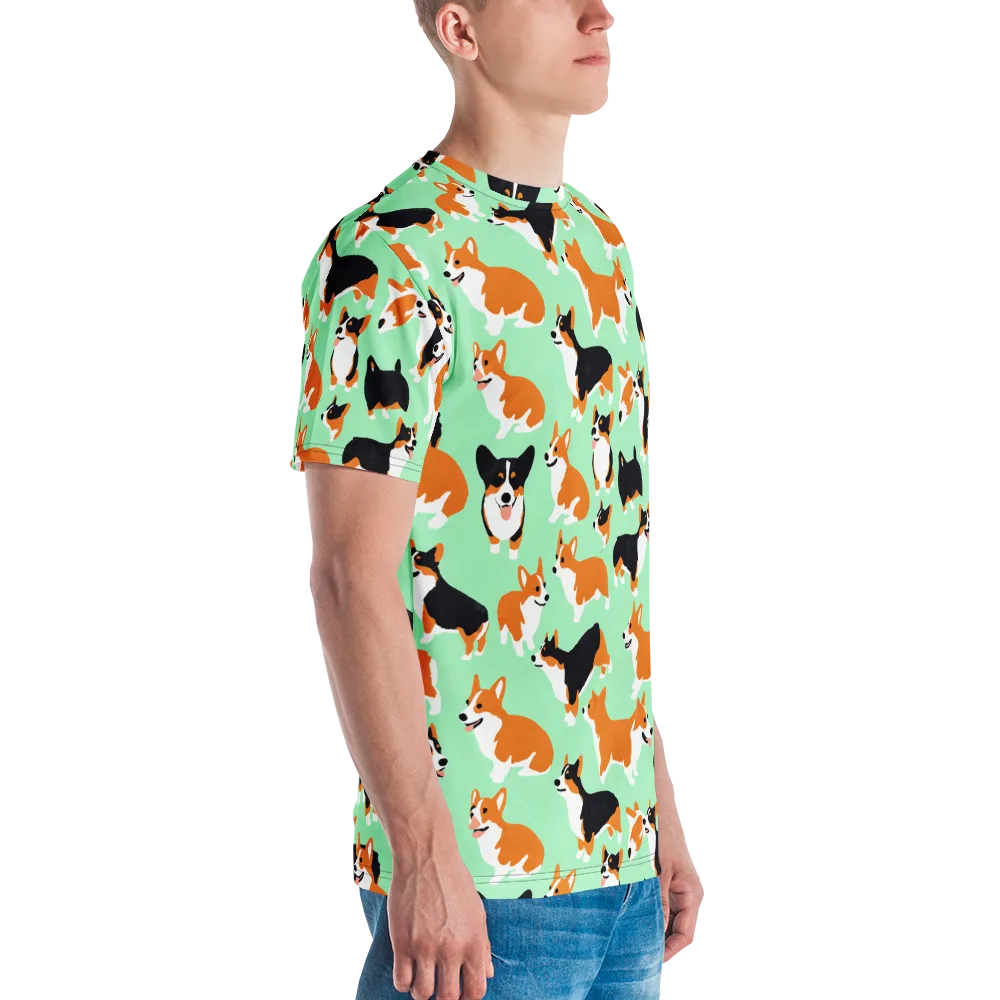 Minted Corgis on Men's Crew Neck T-Shirt — Right