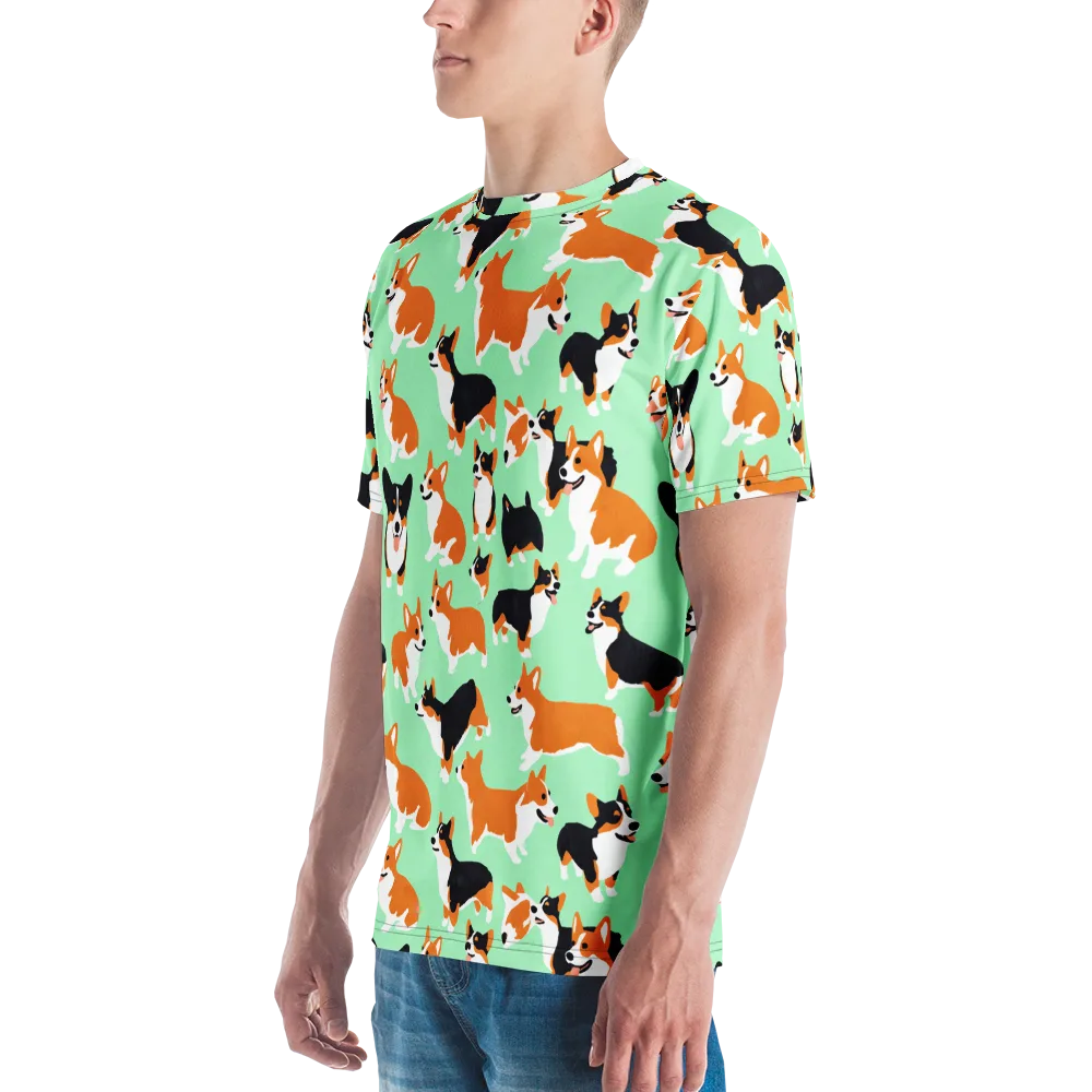 Minted Corgis on Men's Crew Neck T-Shirt — Left