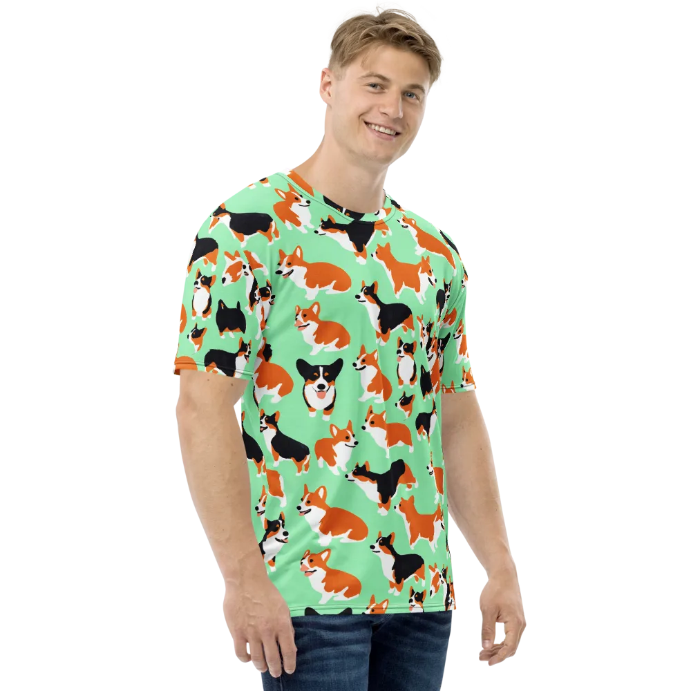 Minted Corgis on Men's Crew Neck T-Shirt — Right