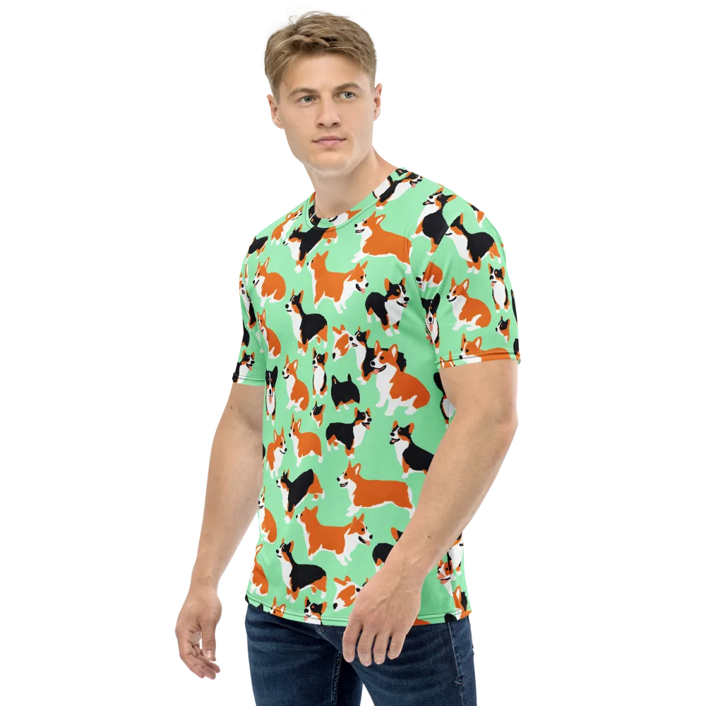 Minted Corgis on Men's Crew Neck T-Shirt — Left