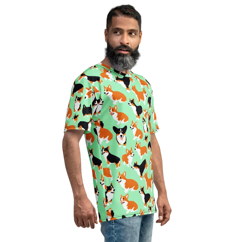 Minted Corgis on Men's Crew Neck T-Shirt — Right