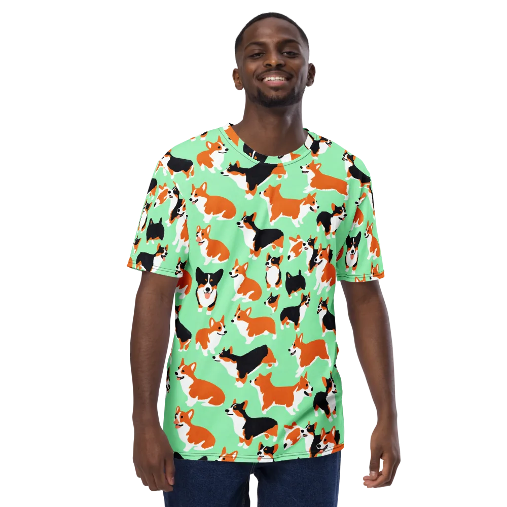 Minted Corgis on Men's Crew Neck T-Shirt — Front