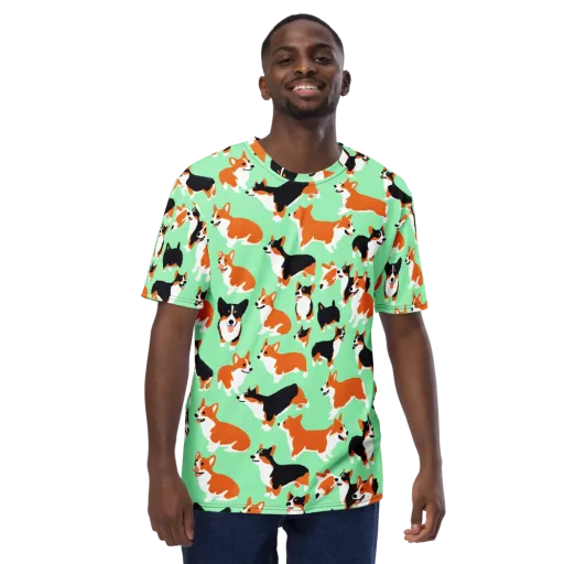 Minted Corgis on a Men's Crew Neck T-Shirt