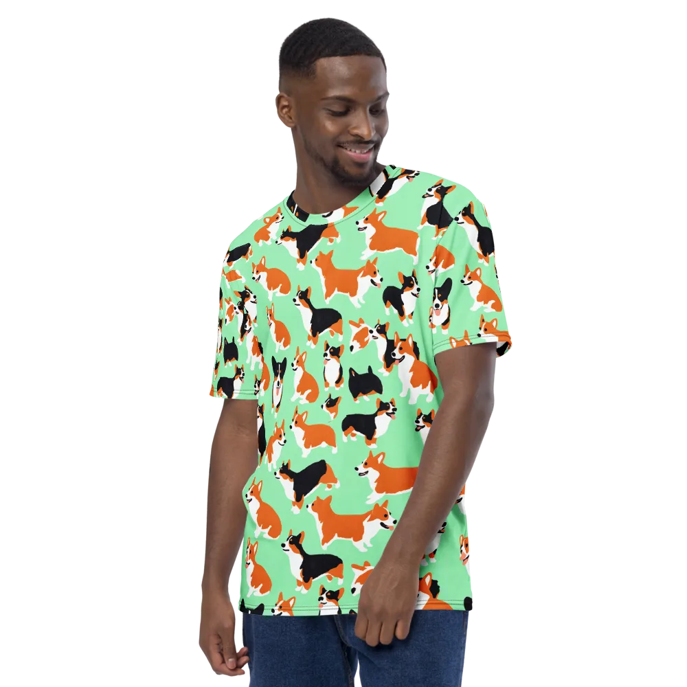 Minted Corgis on Men's Crew Neck T-Shirt — Left