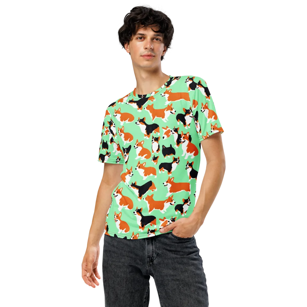 Minted Corgis on Men's Crew Neck T-Shirt — Front