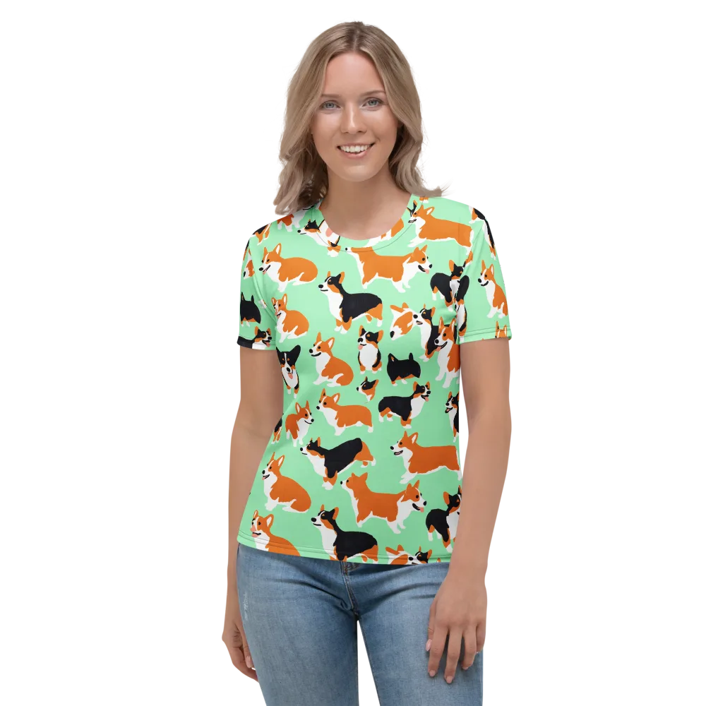 Minted Corgis on Women's Crew Neck T-Shirt — Front