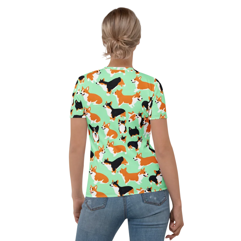 Minted Corgis on Women's Crew Neck T-Shirt — Back