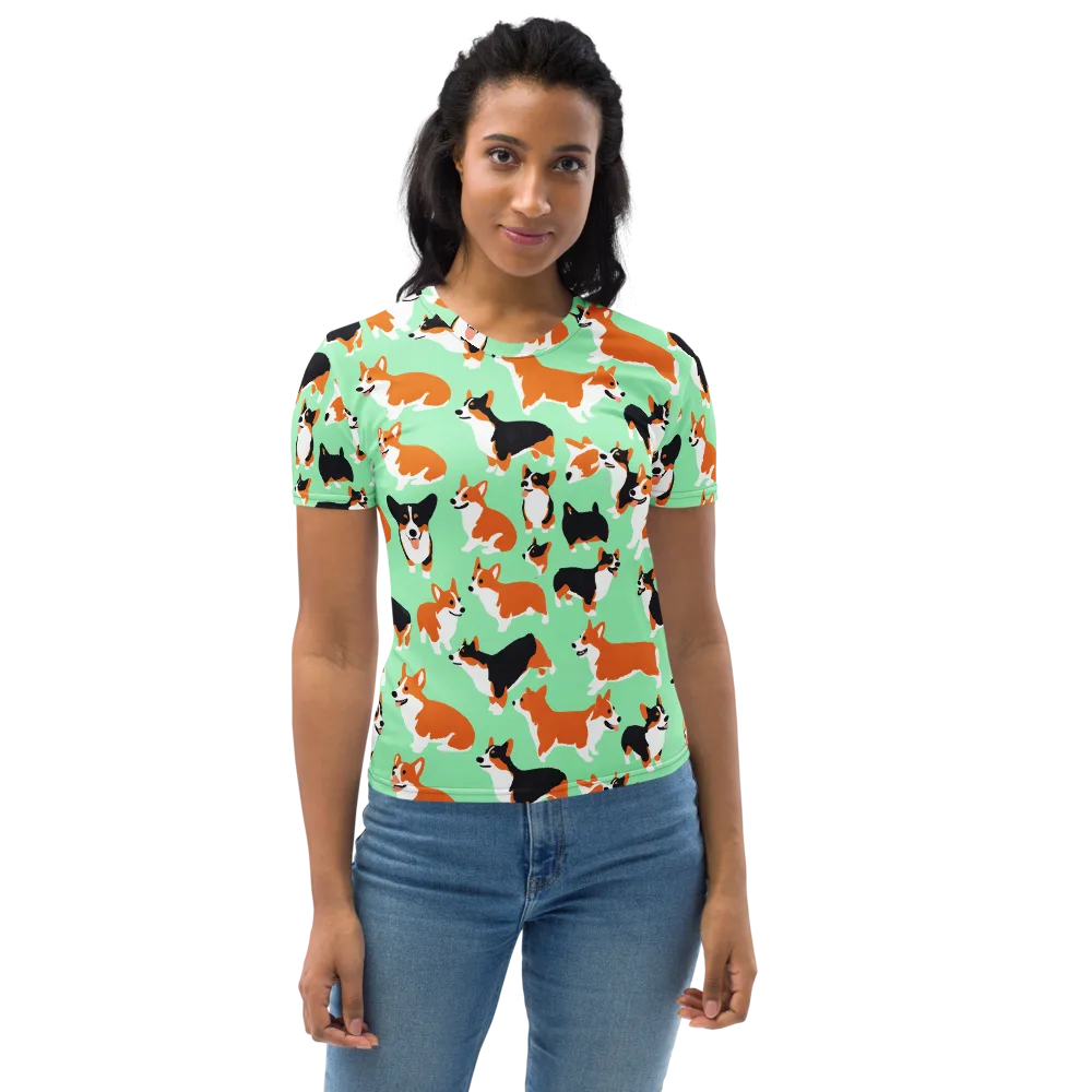 Minted Corgis on Women's Crew Neck T-Shirt — Front