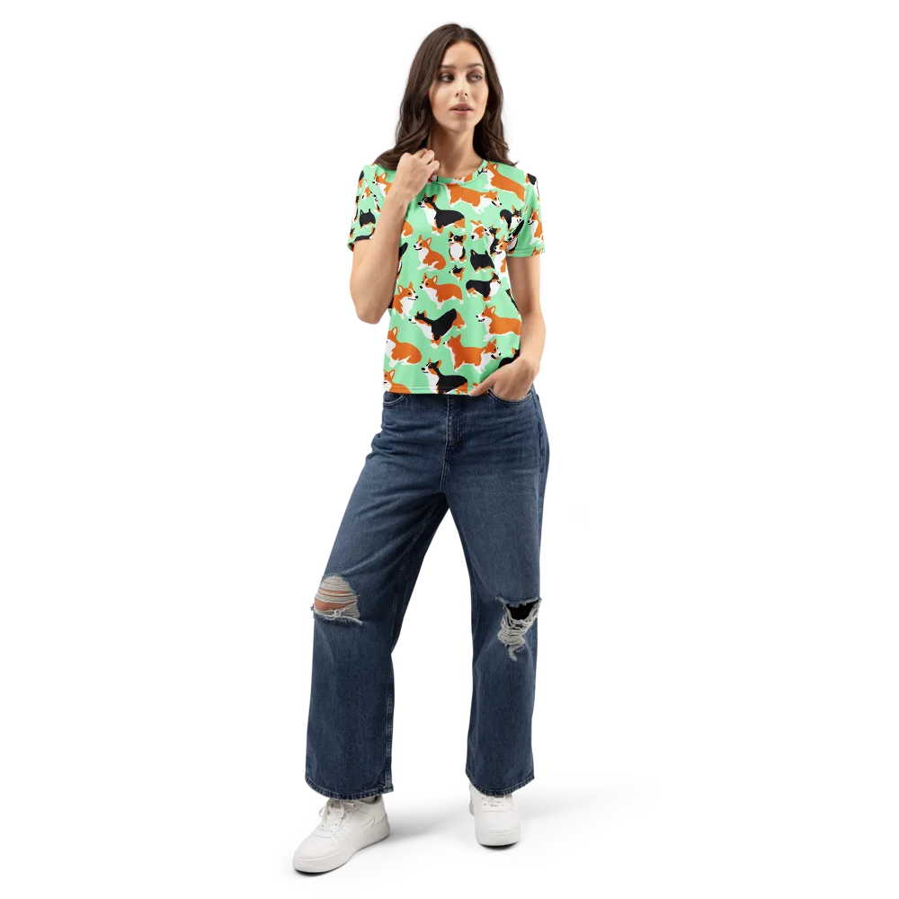 Minted Corgis on Women's Crew Neck T-Shirt — Front