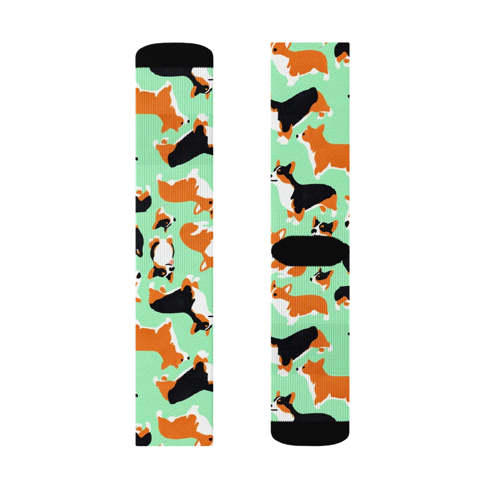 Minted Corgis on Socks — Left Sock
