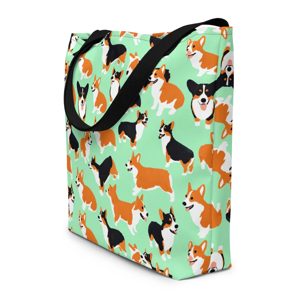 Minted Corgis on Large Tote Bag W/ Pocket — Front