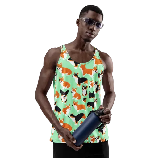 Minted Corgis on a Men's Tank Top