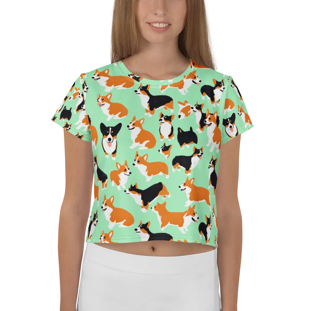 Minted Corgis on Crop Tee — Front