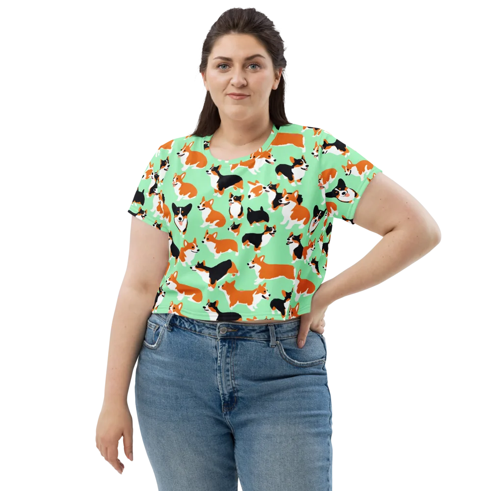 Minted Corgis on Crop Tee — Front