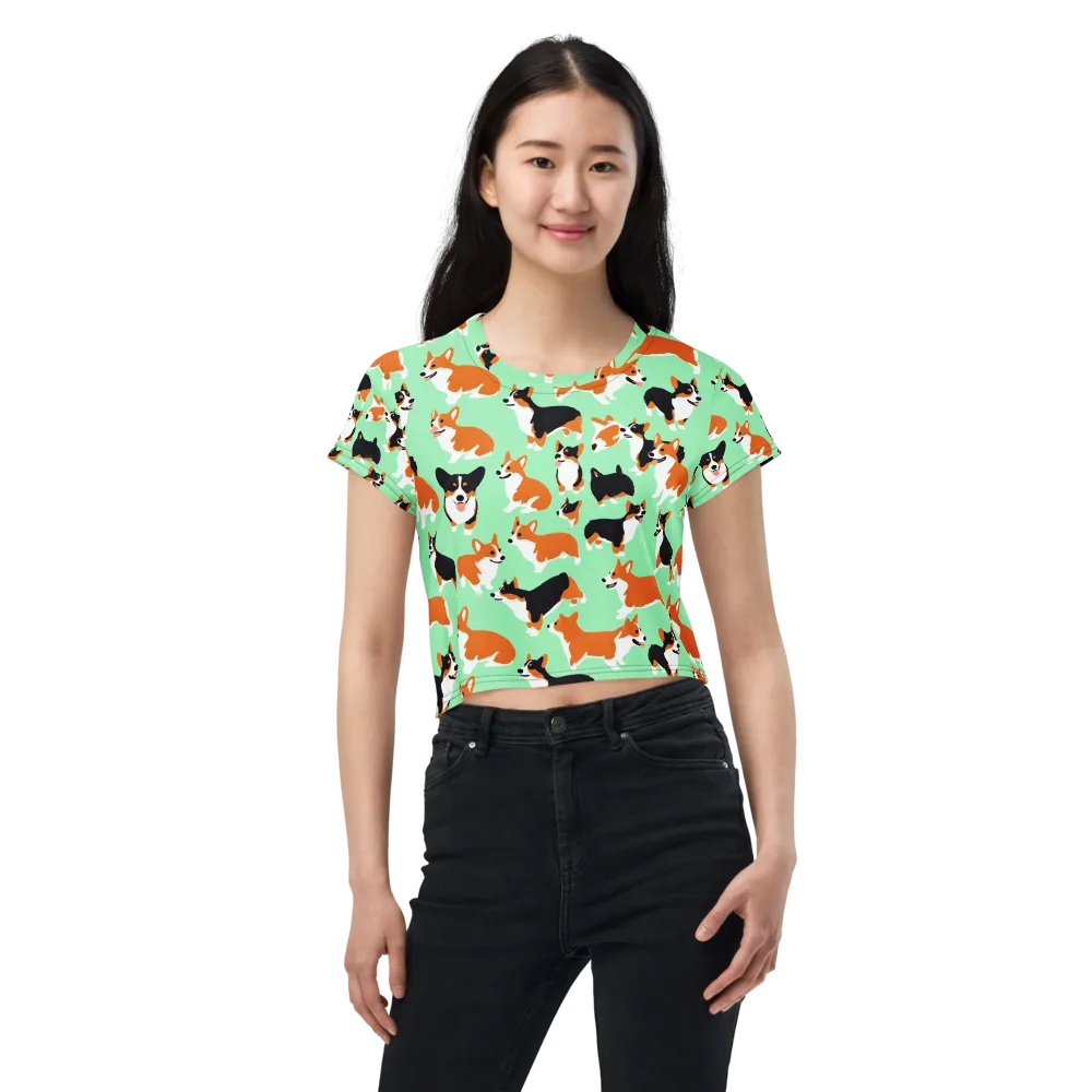 Minted Corgis on Crop Tee — Front