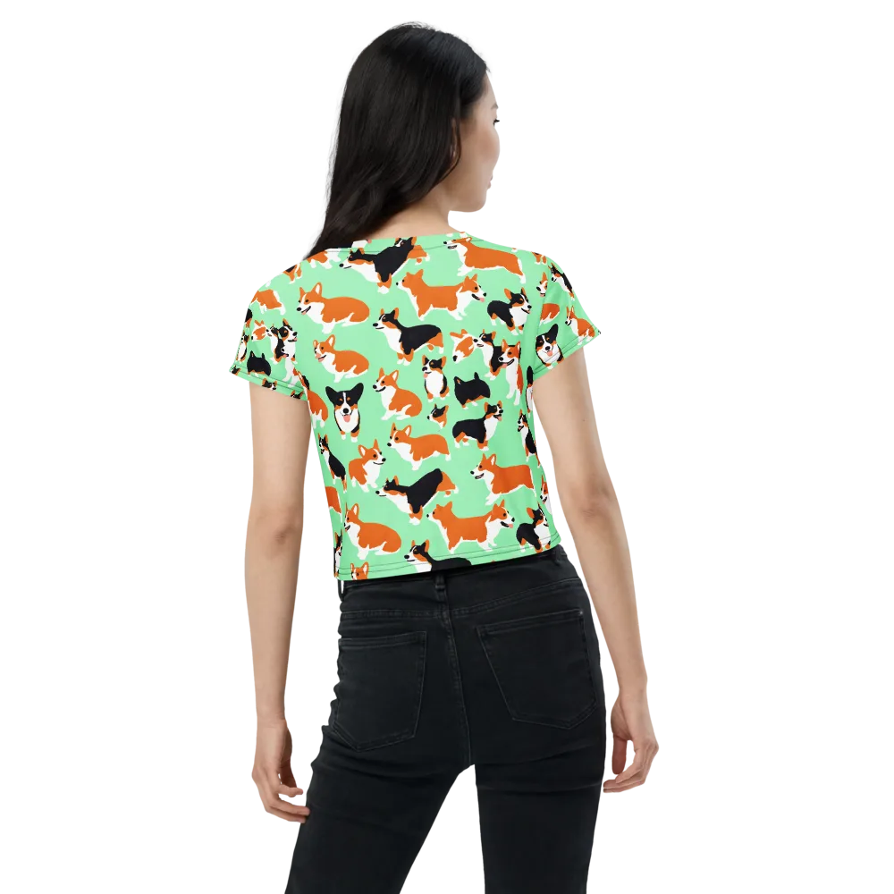 Minted Corgis on Crop Tee — Back