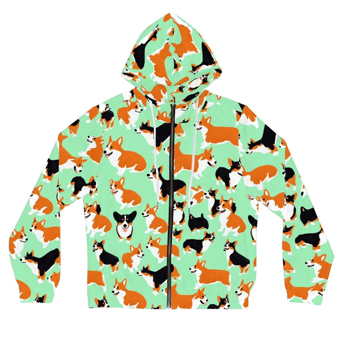 Minted Corgis on Women's Full-Zip Hoodie — Front