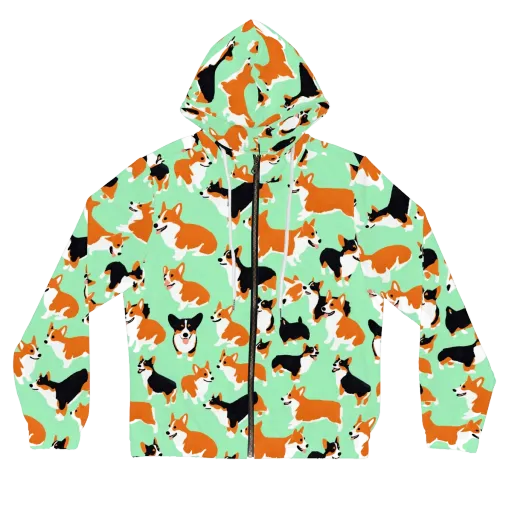 Minted Corgis on a Women's Full-Zip Hoodie