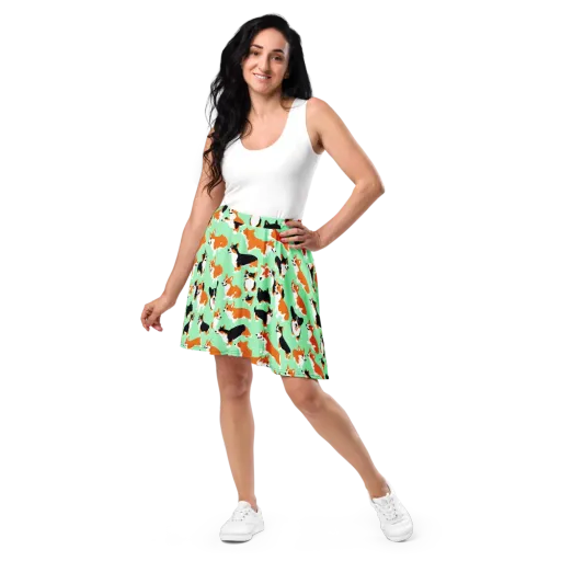 Minted Corgis on a Skater Skirt