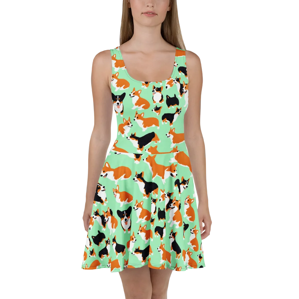 Minted Corgis on Skater Dress — Front