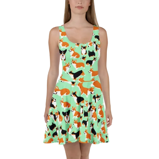 Minted Corgis on a Skater Dress