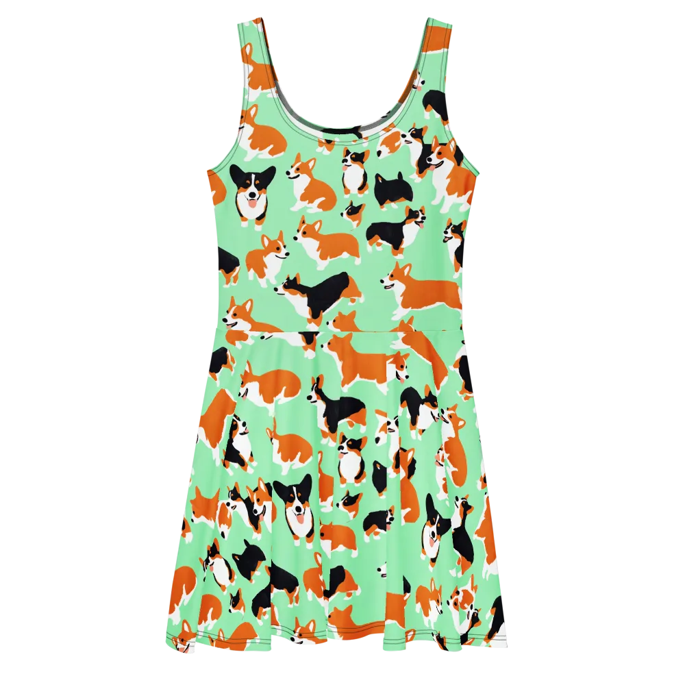 Minted Corgis on Skater Dress — Front