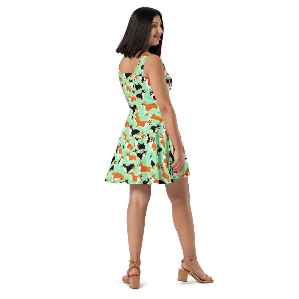 Minted Corgis on Skater Dress — Right