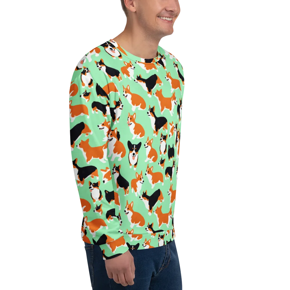Minted Corgis on Sweatshirt — Right Front