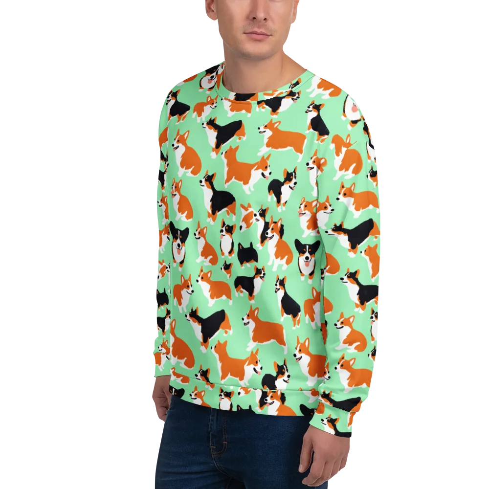 Minted Corgis on Sweatshirt — Left Front