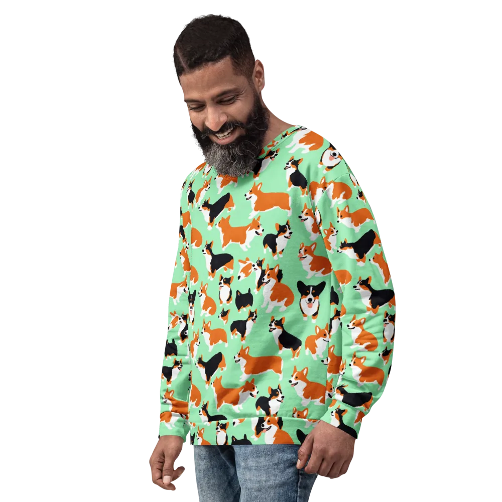 Minted Corgis on Sweatshirt — Left Front