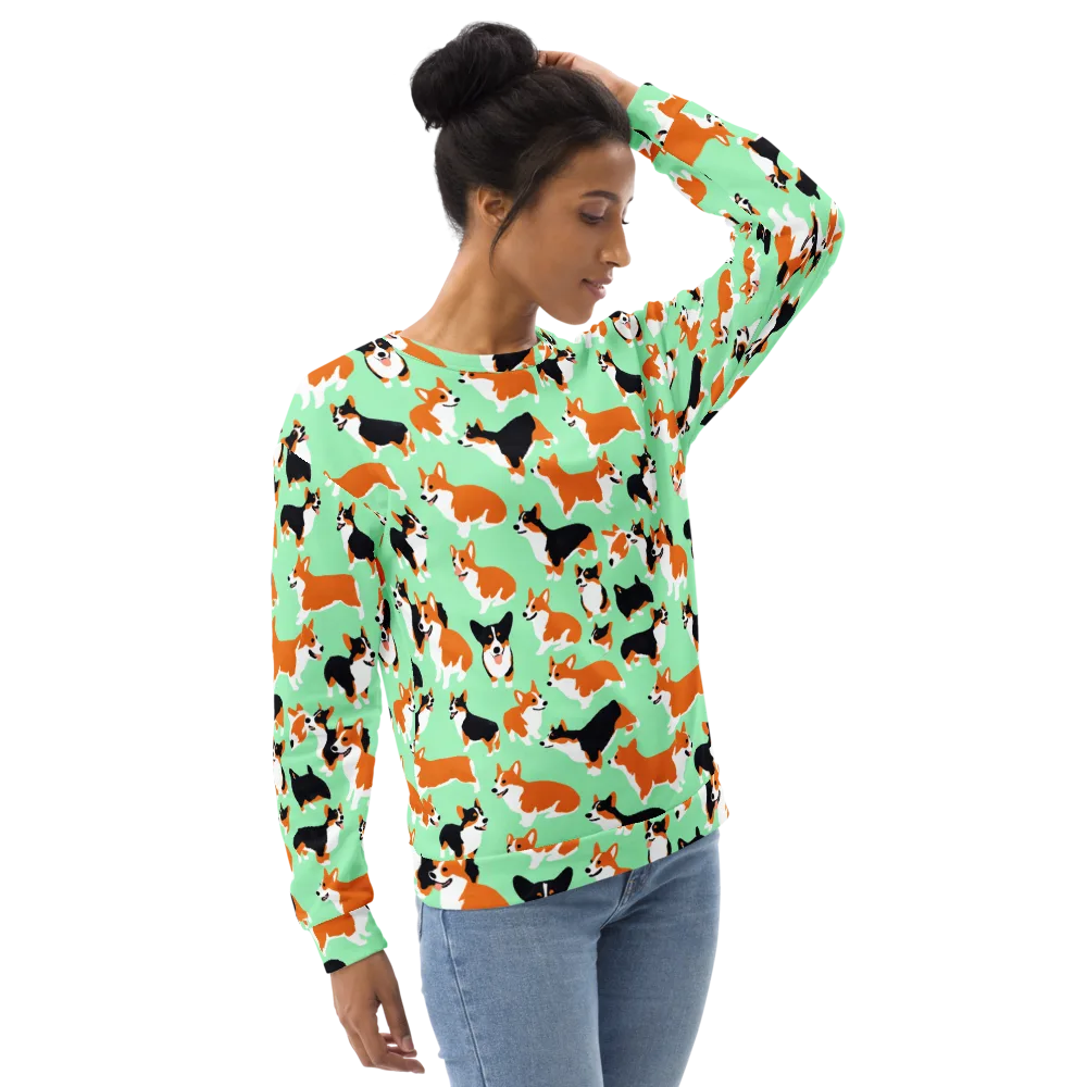 Minted Corgis on Sweatshirt — Right Front