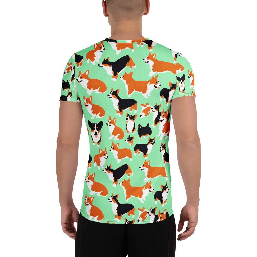 Minted Corgis on Men's Athletic T-Shirt — Back