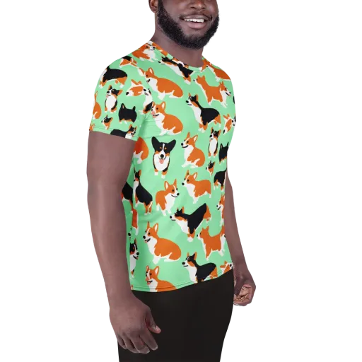 Minted Corgis on a Men's Athletic T-Shirt